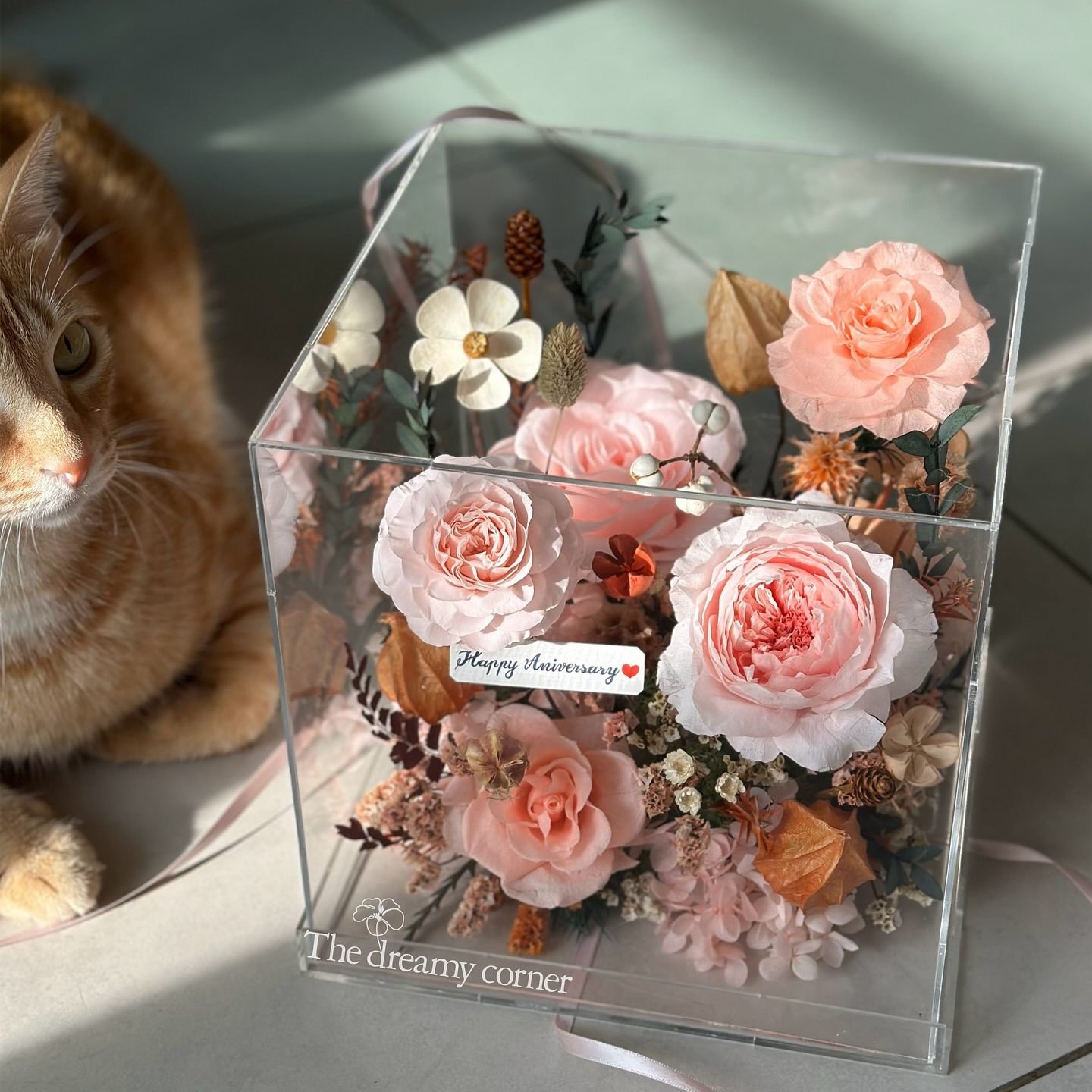premium flower box forever roses acrylic flower box home decor portable preserved flowers gifts