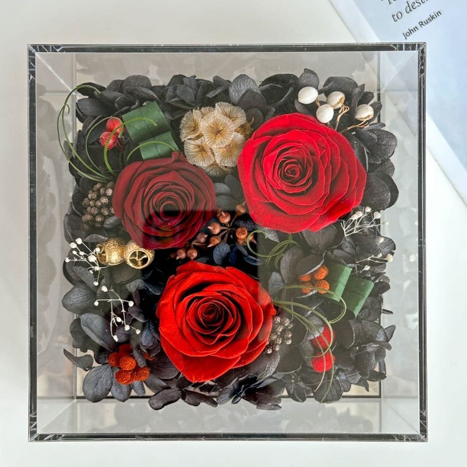 Luxury Blue 25 Forever Roses Rosa Eterna Rose Eternelle Preserved Stabilized Eternity Flowers In Acrylic Box