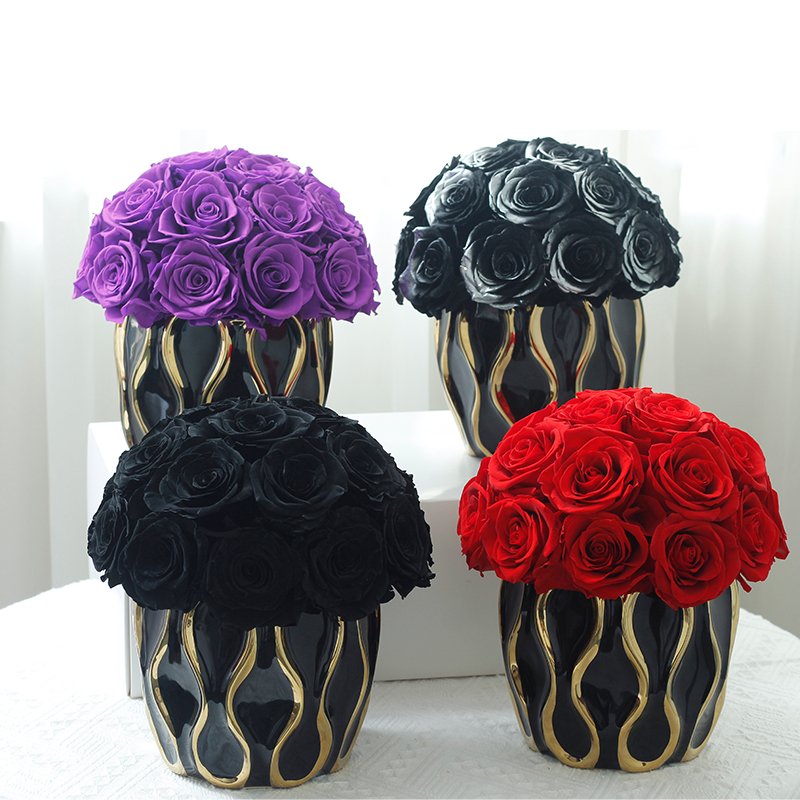 Decorations for Home Preserved Flower Valentine Day Rose Eternal Real Floral Deco Long Lasting Natural Preserved Rose Vases