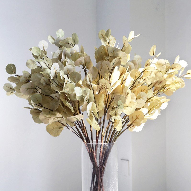 Factory wholesale colorful artificial silk eucalyptus leaf plants home garden decoration artificial eucalyptus leaf plants