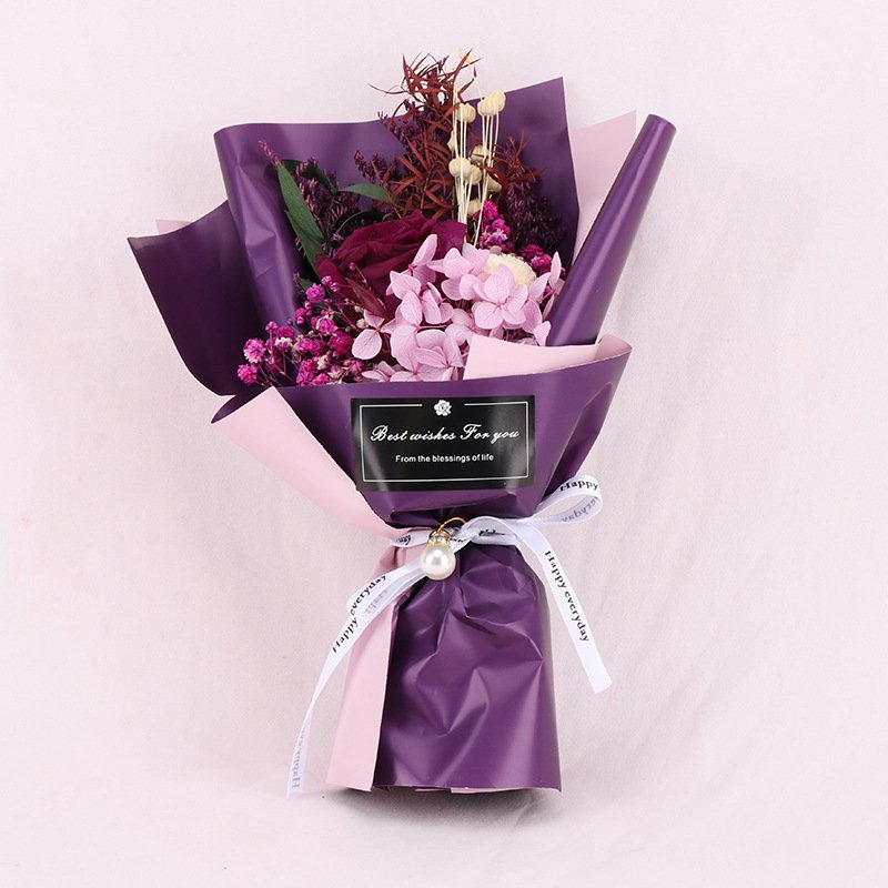 BLH Wholesale customize decor DIY home small dried flower arrangement flower rose cotton mix dried flower bouquet Best gift for Valentine's day