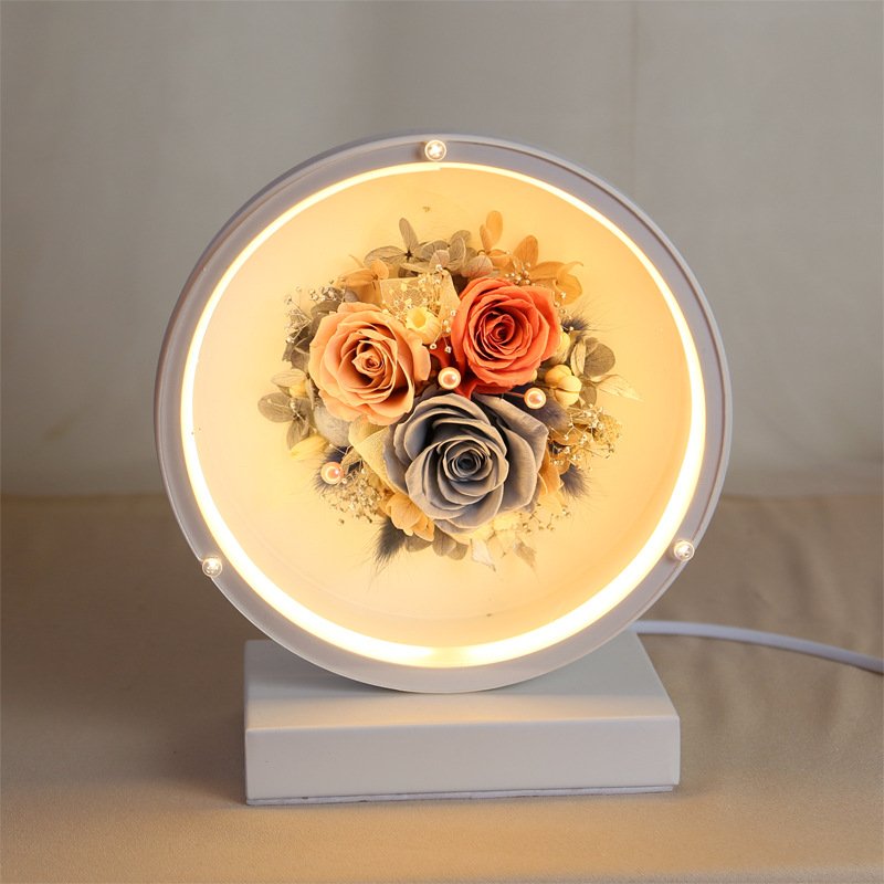 BLH Wholesale high quality LED table lamp with eternal flowers Room Home Decoration For Valentine's Day Christmas Gift Best gift for Valentine's day