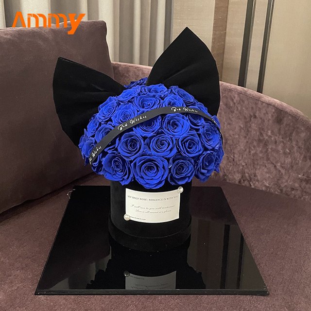 Ammy forever roses preserved flowers Mushroom head Acrylic gift box Eternal flower gift for valentines day wedding decoration