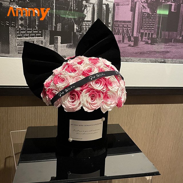 Ammy forever roses preserved flowers Mushroom head Acrylic gift box Eternal flower gift for valentines day wedding decoration