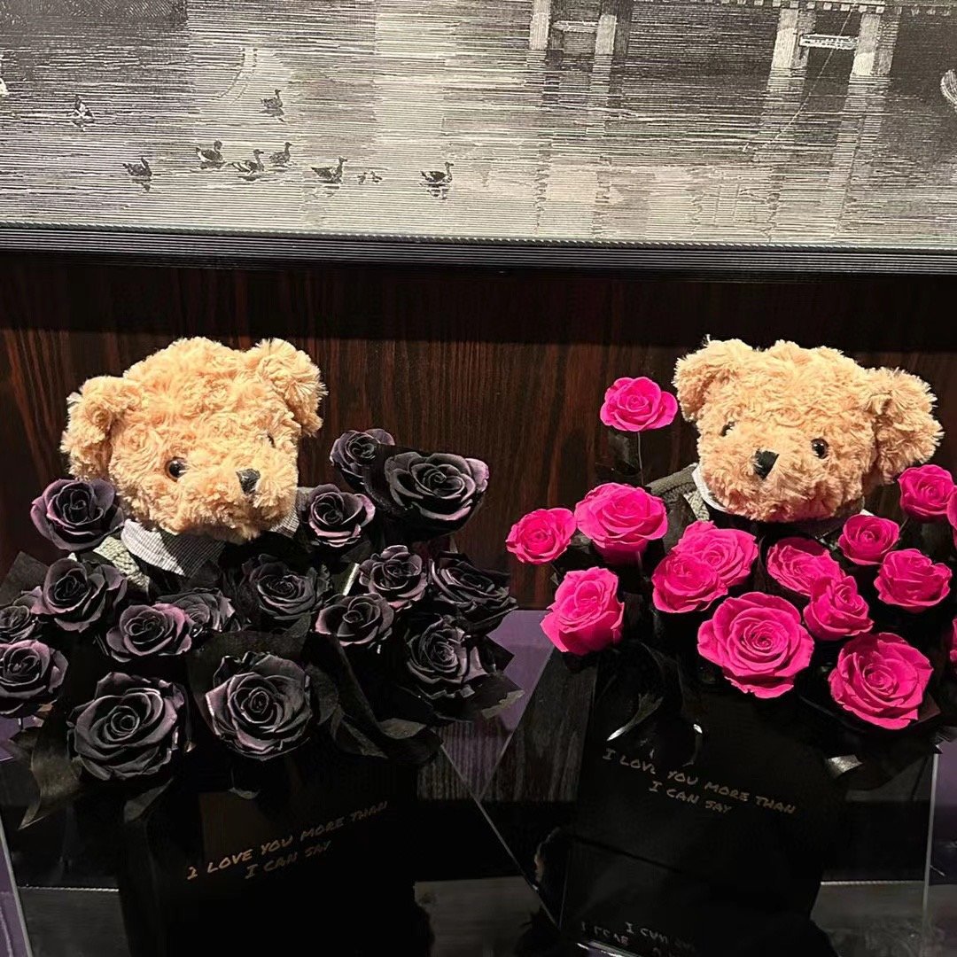 valentine's day flower bear teddy and flower bear preserved roses flower bear with gift box