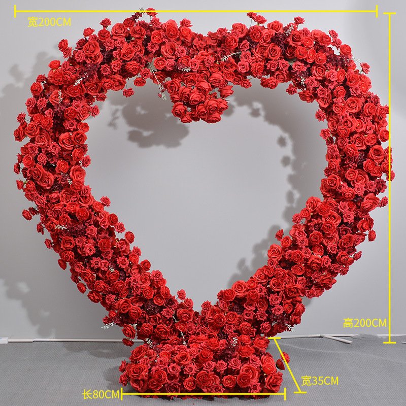 H-221Red White Flower Arch High Quality Silk Flower Arrangement Heart Flower Arch Wedding Backdrops