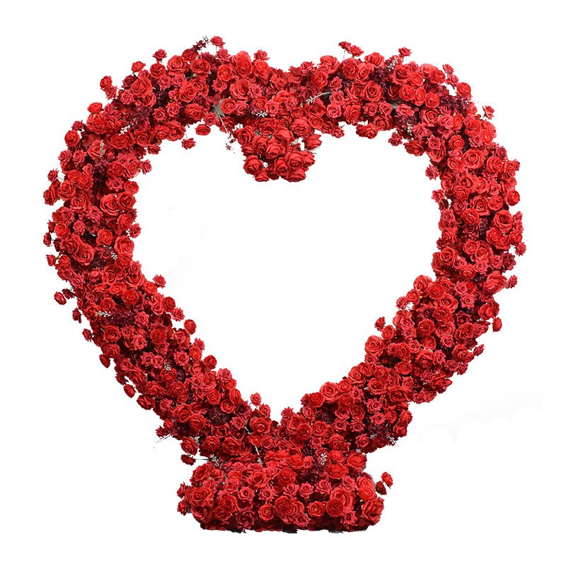 H-221Red White Flower Arch High Quality Silk Flower Arrangement Heart Flower Arch Wedding Backdrops