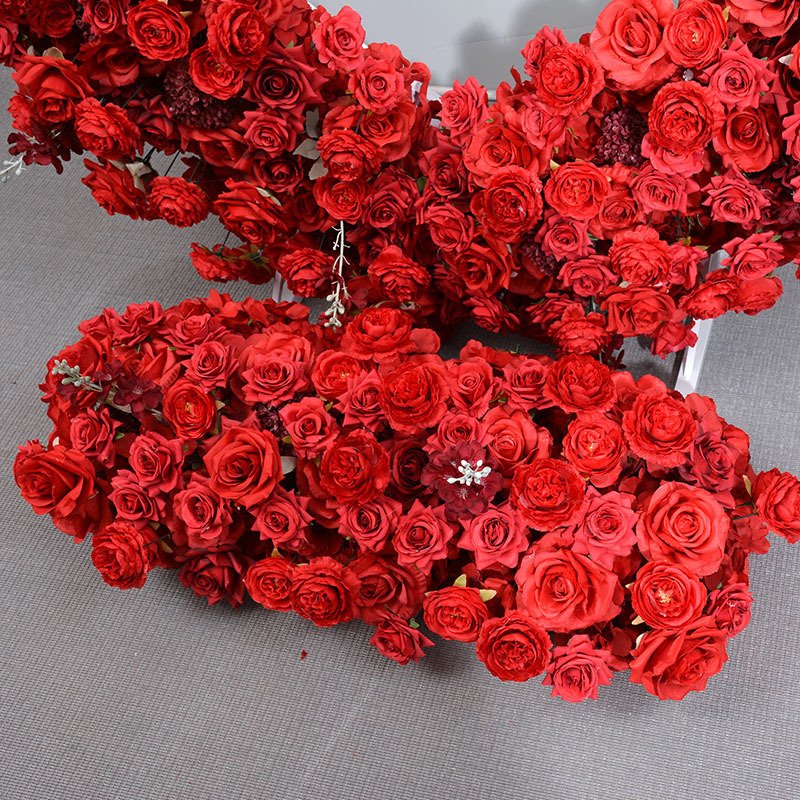 H-221Red White Flower Arch High Quality Silk Flower Arrangement Heart Flower Arch Wedding Backdrops