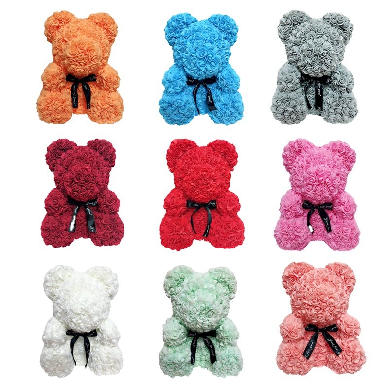 25cm 40cm 70cm Wholesale Valentine Cute Teddy Bear Flower Custom Preserved Red Rose Teddy Bear