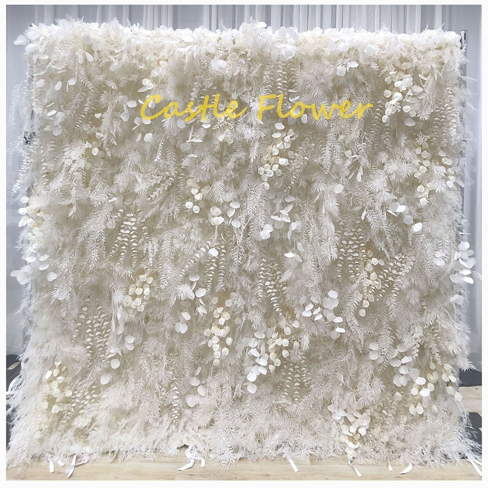 O-W045 High quality Flower Wall Penals 5D Silk Flower Wall for Wedding Party Decor Artificial Plants Greenery Wall Backdrop