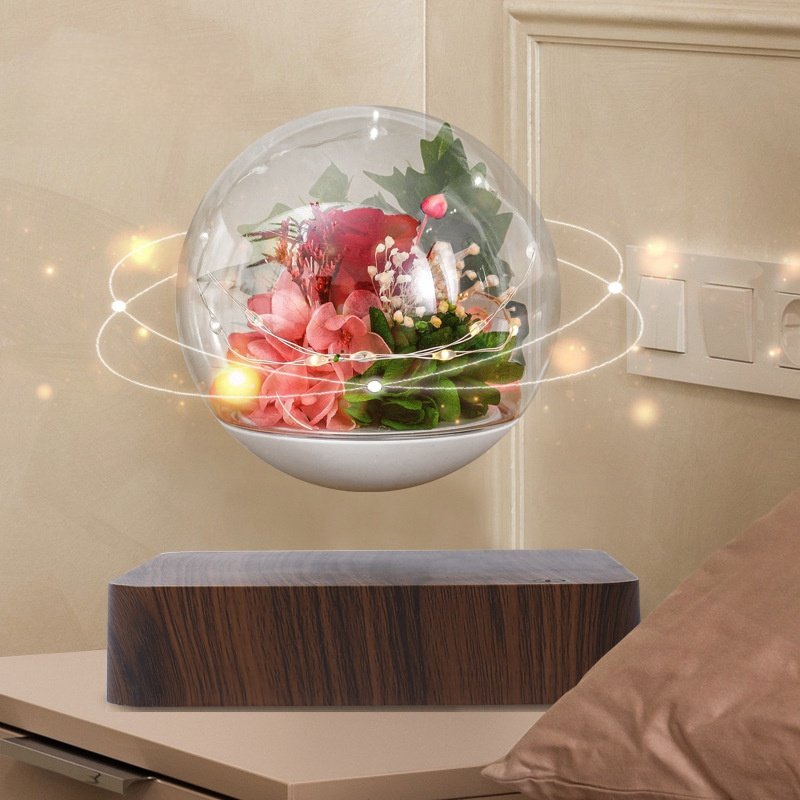 New magnetic levitation flower rose light gift living room bedside LED Levitating Floating table home decoration lamp