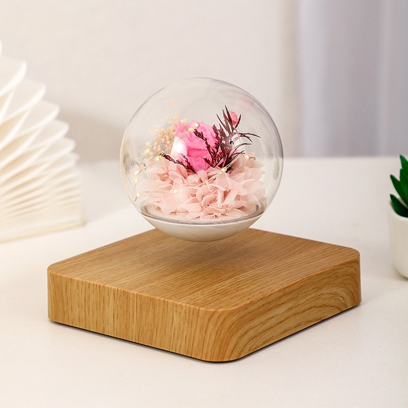 New magnetic levitation flower rose light gift living room bedside LED Levitating Floating table home decoration lamp