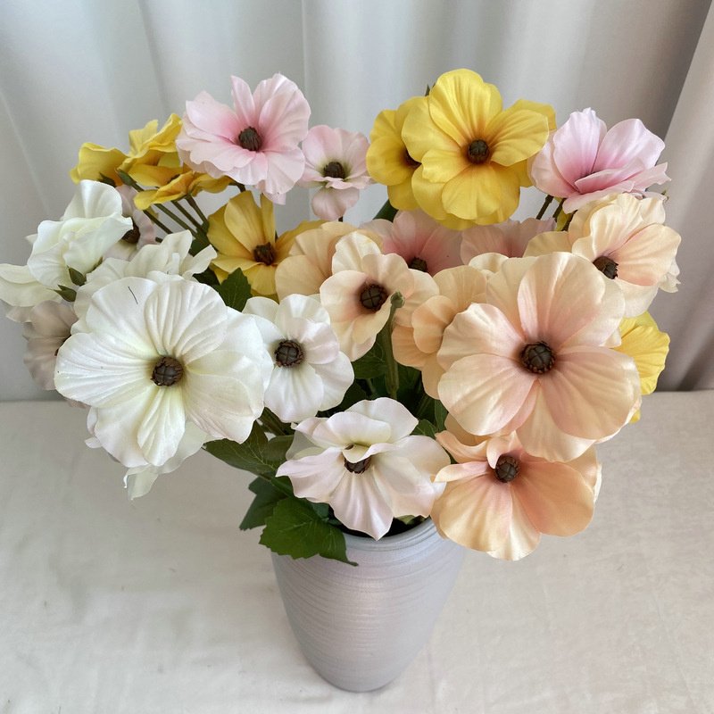 Hot Sale Fake Assorted Flowers 4 Heads Custom Faux Indoor Flowers for Wedding Decor