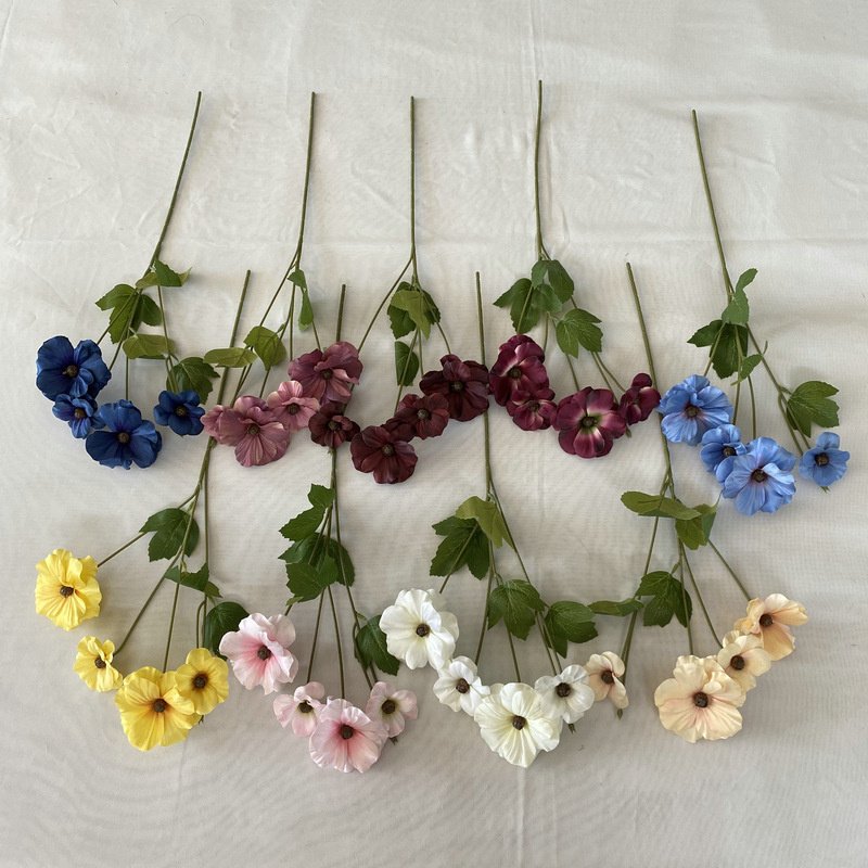 Hot Sale Fake Assorted Flowers 4 Heads Custom Faux Indoor Flowers for Wedding Decor