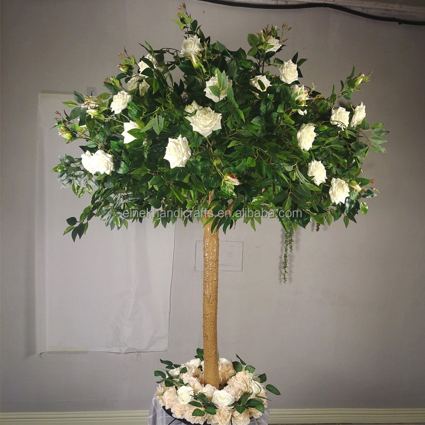 Artificial Custom Indoor Little Flower Green Banyan Tree Table Centerpieces Tree