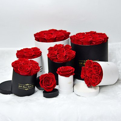 BLH Valentine's Day Gift Logo 12 roses Customized Round Box Forever Preserved Roses Flowers