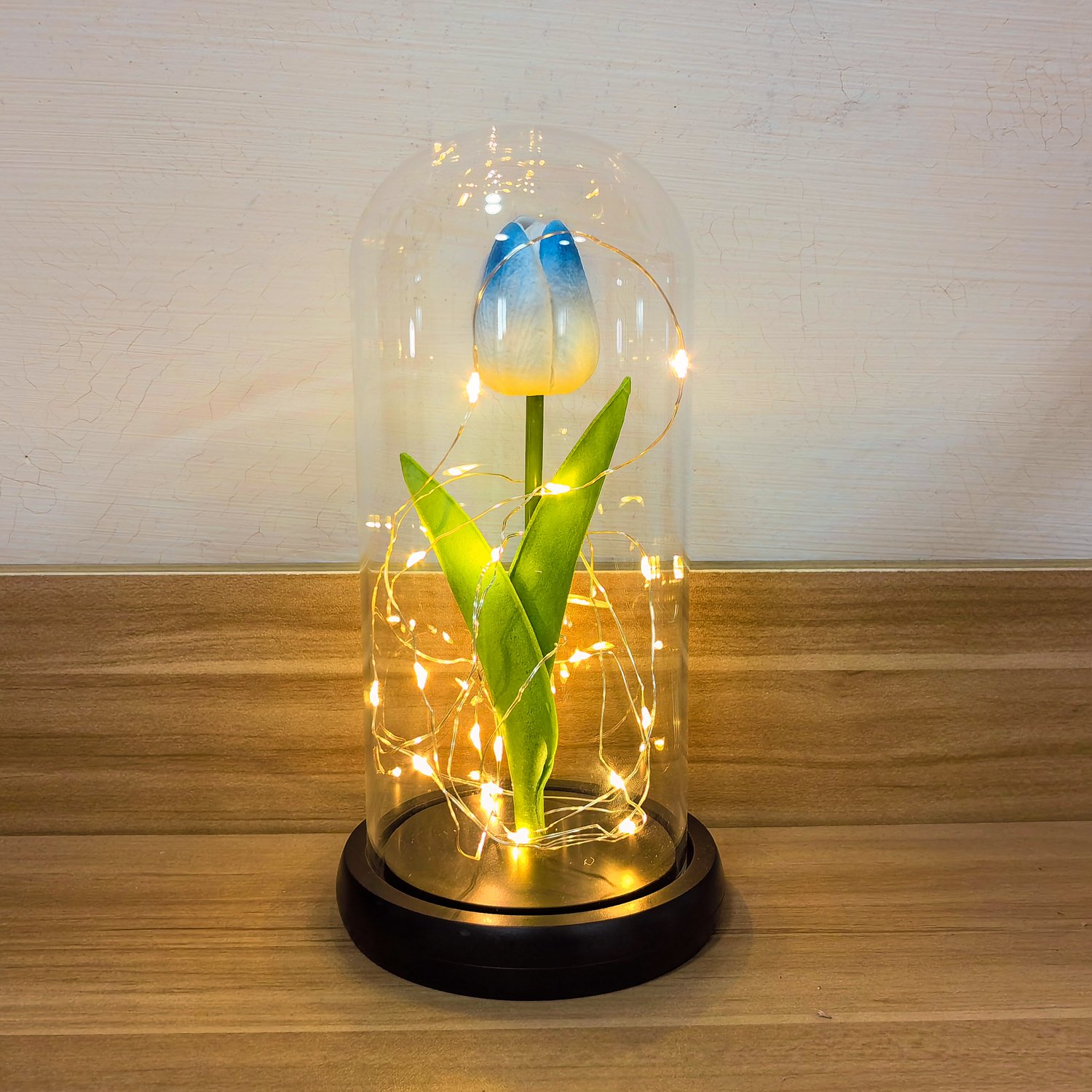 2024 Mother's Day Gift Forever Tulip Led Light String Preserved Artificial Tulip in Glass Dome Gifts for Mom Women