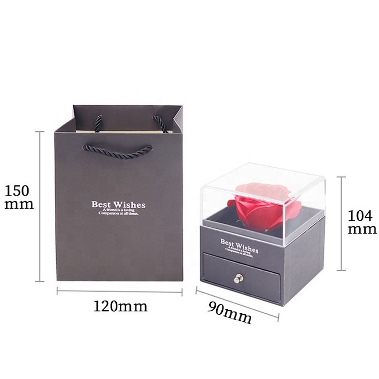 Gifts for Mothers Day Anniversary Day Valentines Day Customized Logo Acrylic Rose Flower Jewelry Box