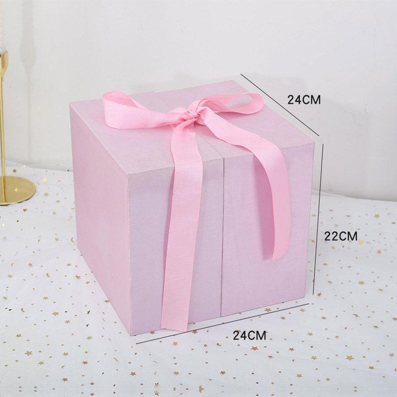 Double door luxury custom design cardboard flower box surprise heart-shaped postage product packaging gift flower box