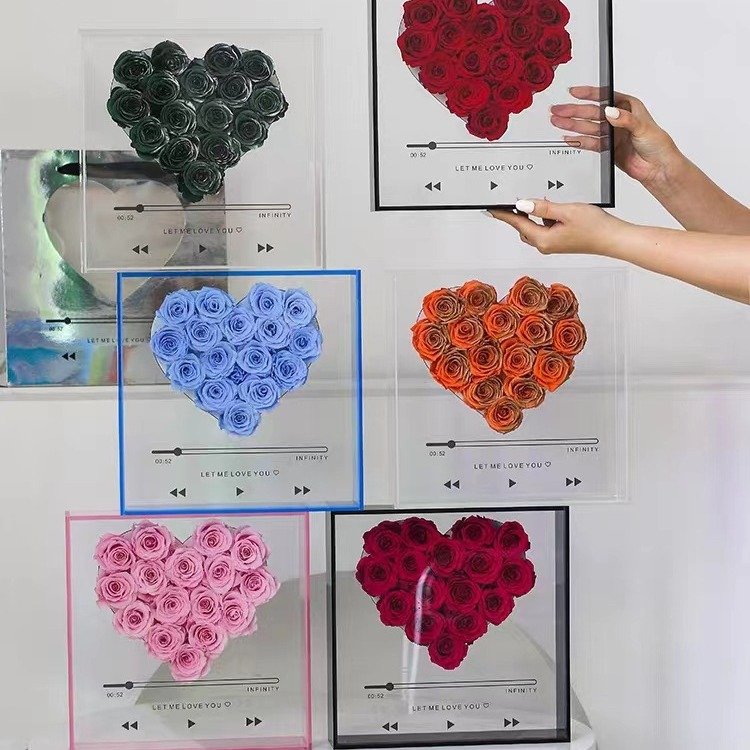 Preserved eternal rose in acrylic box for Valentine's Day Mother's Day Gift