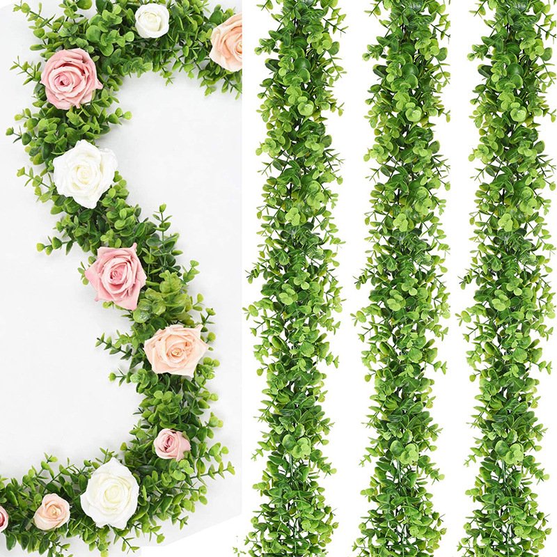 O-X640 Wholesale Artificial Plants Plastic Eucalyptus Vines Indoor Outdoor Home Garden Decorations Grey Green Eucalyptus Garland