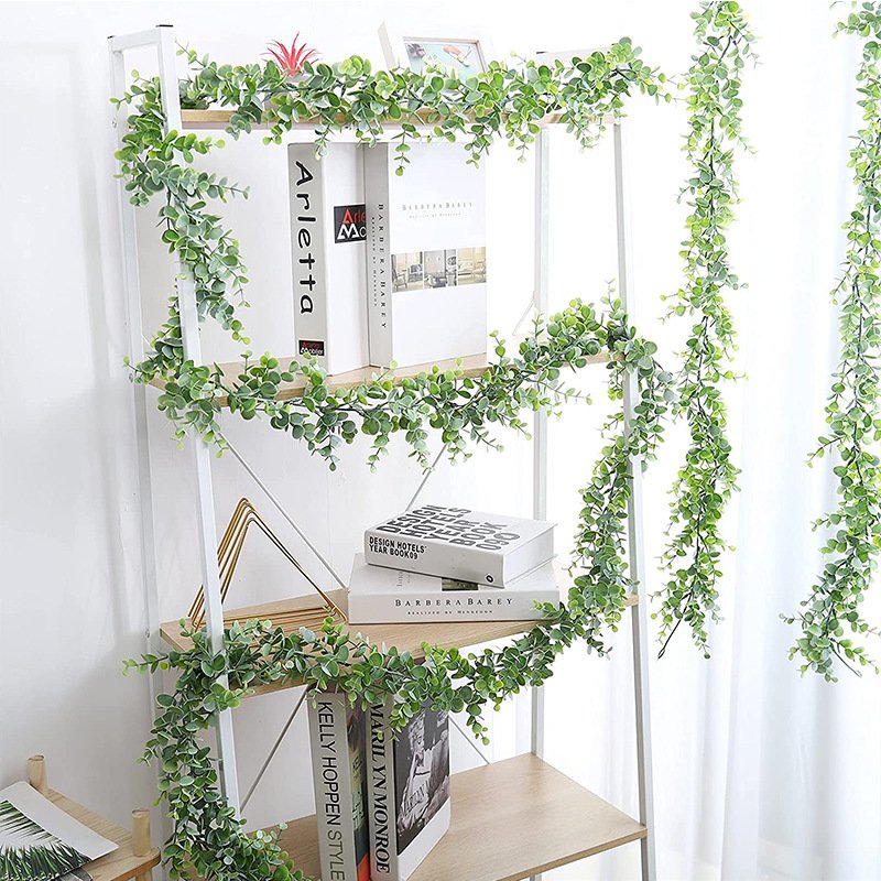 O-X640 Wholesale Artificial Plants Plastic Eucalyptus Vines Indoor Outdoor Home Garden Decorations Grey Green Eucalyptus Garland