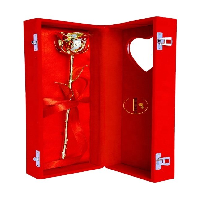 2022 Antique Gold Rose Flower 24k Gold Plated with Special Gift Box 24k gold dipped real rose with box