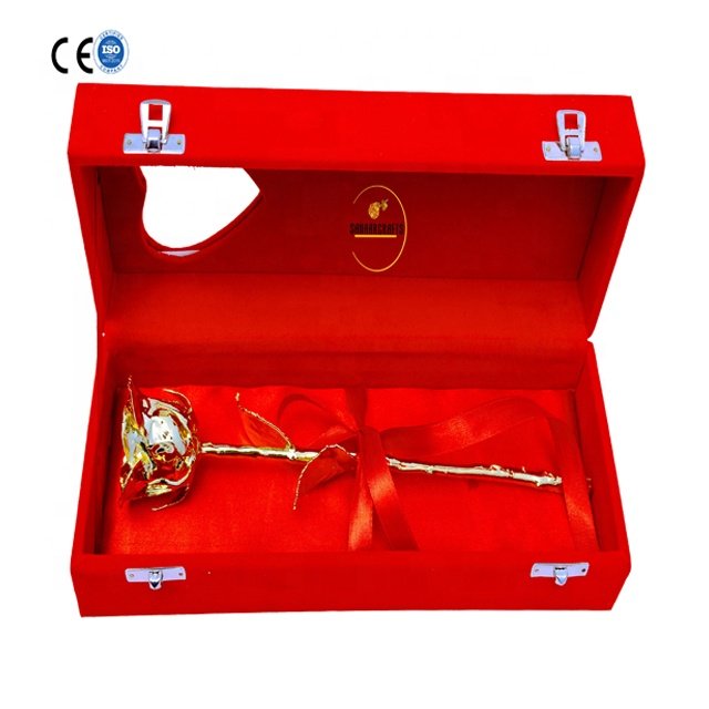 2022 Antique Gold Rose Flower 24k Gold Plated with Special Gift Box 24k gold dipped real rose with box