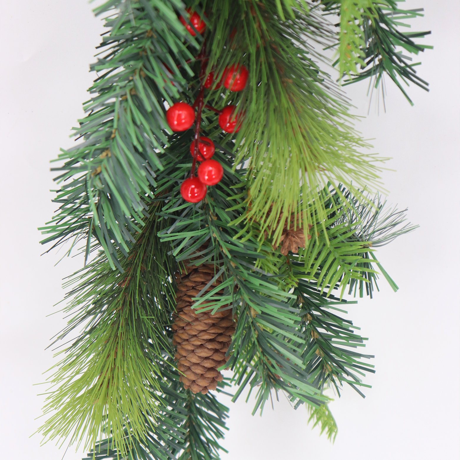 High Quality 153cm Fir Pine Needle Artificial Christmas Tree with Red Fruit Long Vine Preserved Flowers & Plants Greenery Decor