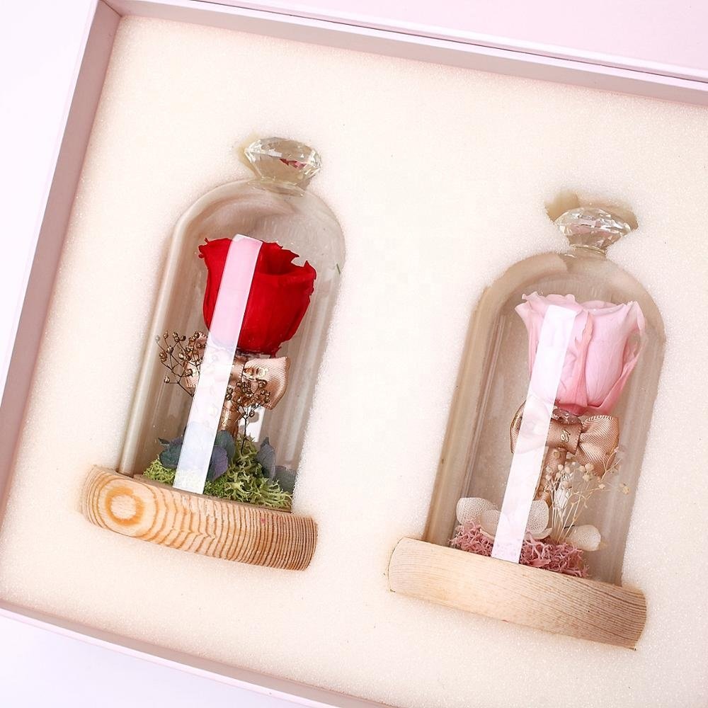 Japanese preserved wedding flower arrangements forever rose in glass