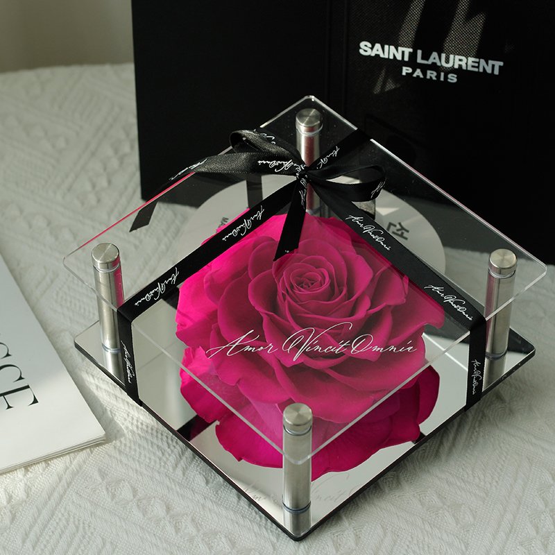 Home decoration and gift Clear Rectangular Valentine's Day Gift Rose Acrylic Display Box Preserved Flower Acrylic Box