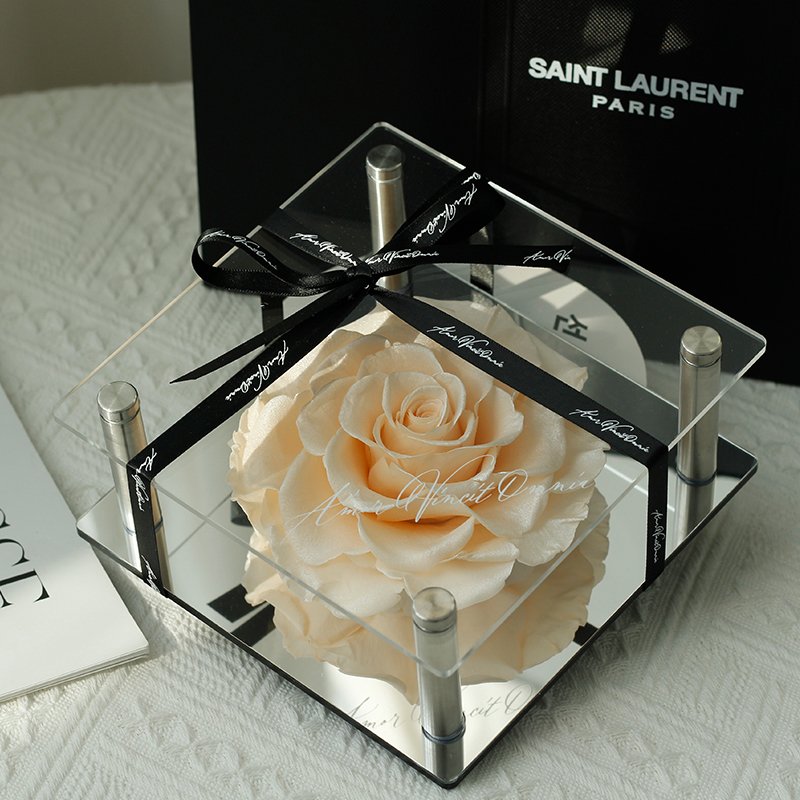 Home decoration and gift Clear Rectangular Valentine's Day Gift Rose Acrylic Display Box Preserved Flower Acrylic Box