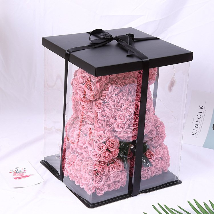 Wholesale high quality beautiful preserved flower bear rose bear with gift box