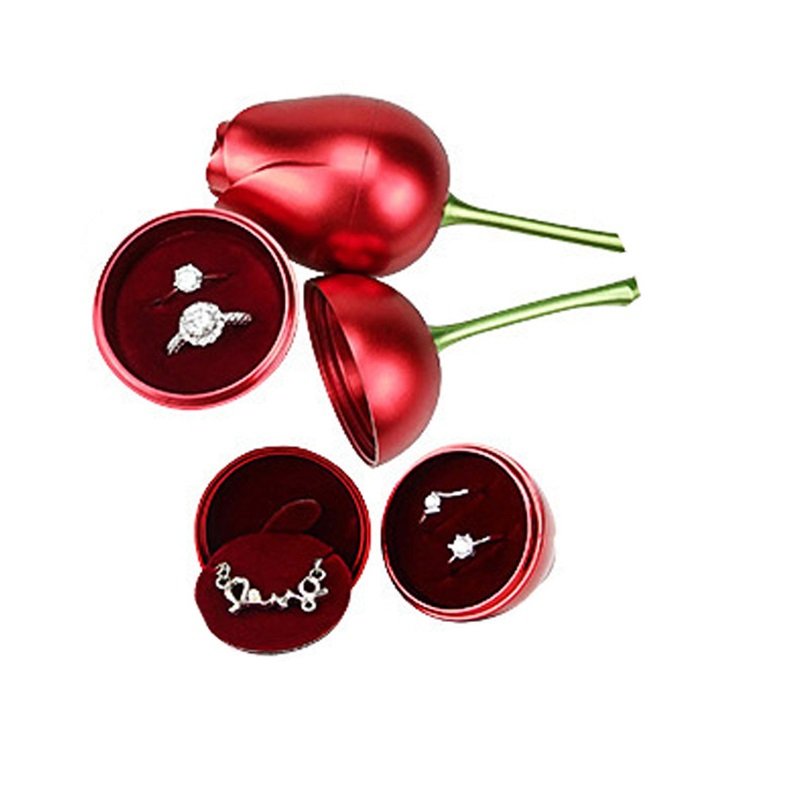 Metal Rose Flower Jewelry Storage Box Necklace Wedding Gifts Ring Necklace Jewelry Creative Storage Box Valentine's Day Gift