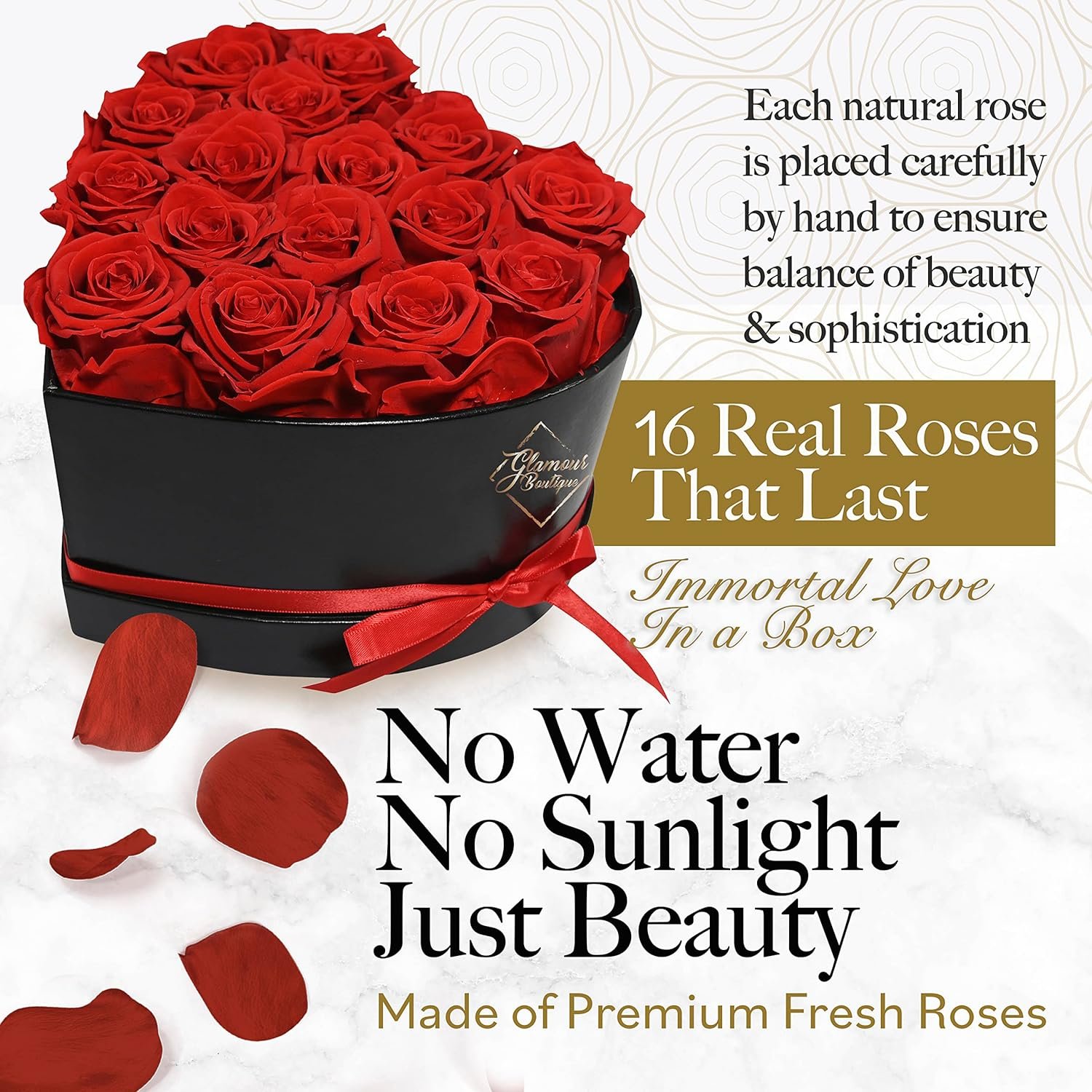 Gift for Wife Forever Flower Heart Shape Box Preserved Roses Immortal Roses Gift for Her Eternal Rose Preserved Flowers
