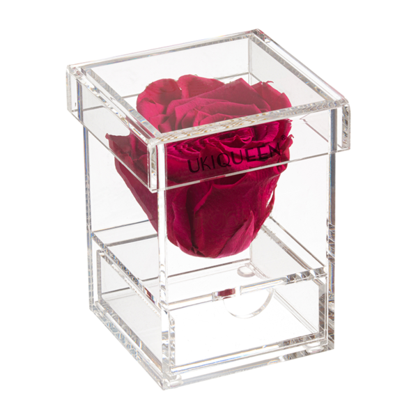 Fast Dispatch Clear Acrylic Box Mothers Day Souvenir Eternal Forever Preserved Flower Roses in Box