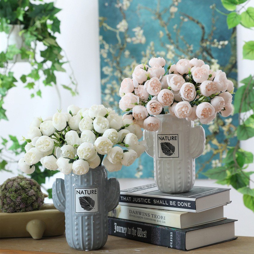 M846 Hot sale INS style 27 heads artificial silk rose bouquet flowers for wedding home decoration