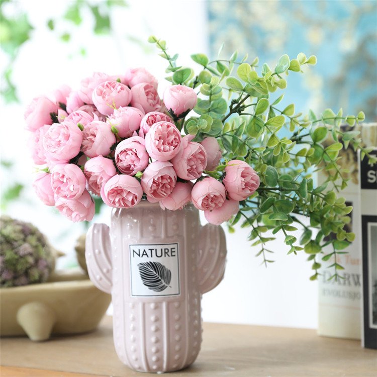 M846 Hot sale INS style 27 heads artificial silk rose bouquet flowers for wedding home decoration