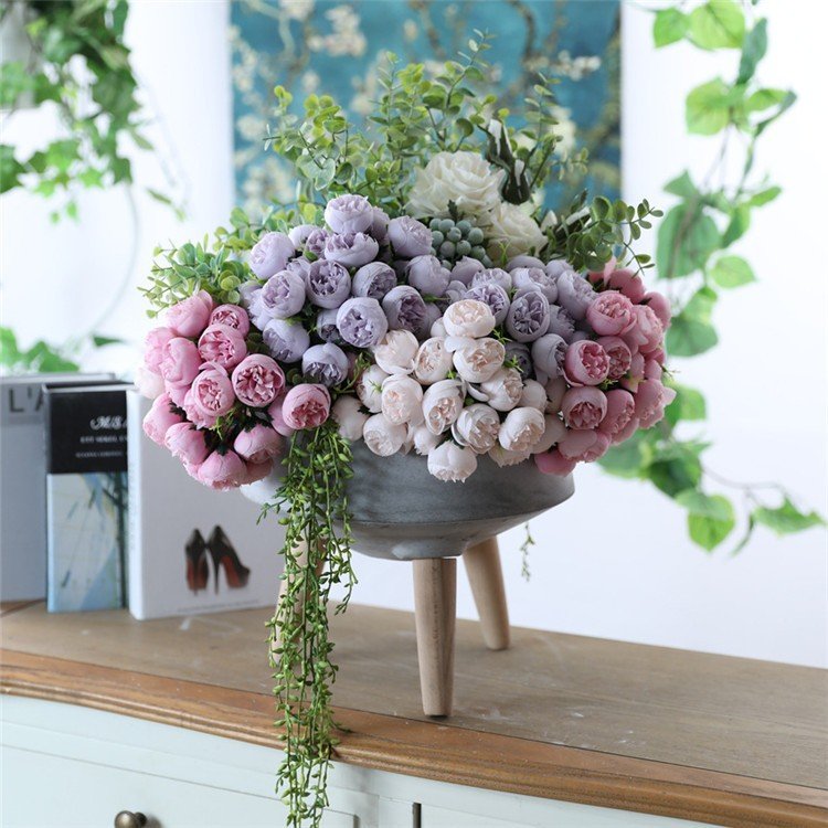 M846 Hot sale INS style 27 heads artificial silk rose bouquet flowers for wedding home decoration