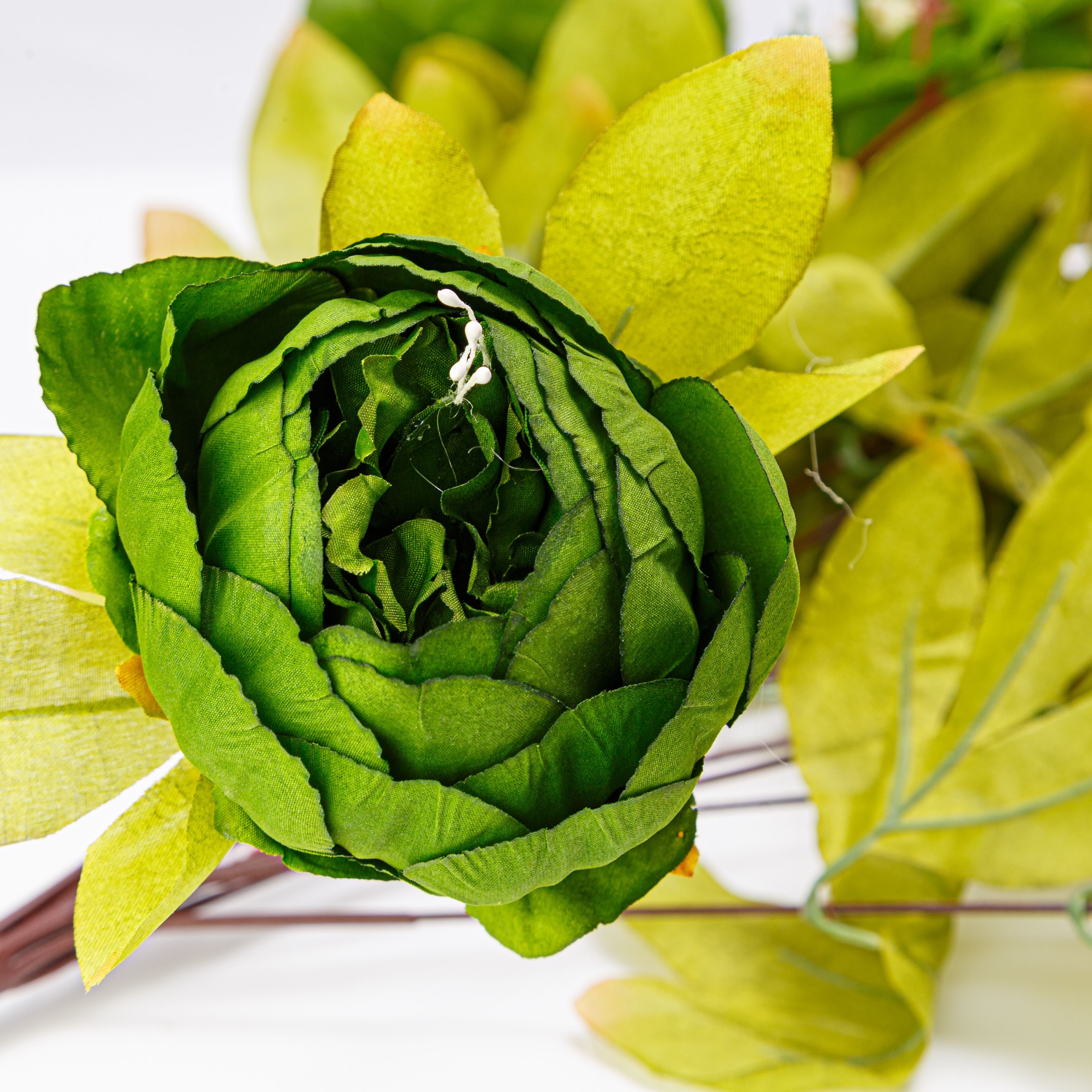 Factory Direct Sales13 Heads Green Big Peony Real Touch Artificial Silk Flower For Home Wedding Decorations