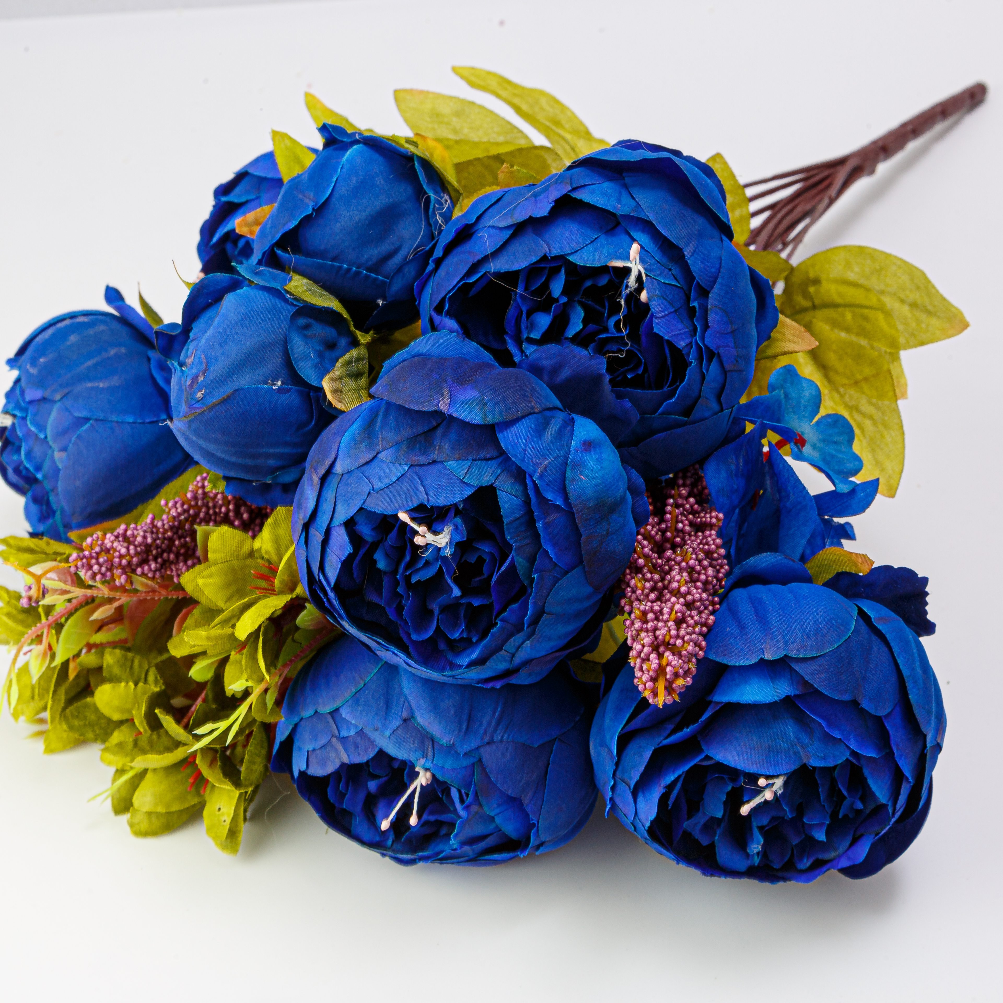Factory Direct Sales13 Heads Green Big Peony Real Touch Artificial Silk Flower For Home Wedding Decorations
