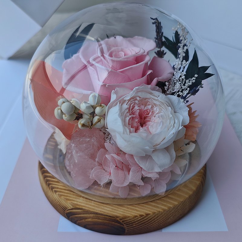 Valentine's Day Gift Factory Wholesale Everlasting Natural Preserved Rose Forever RealTouch Preserved Flower in Globe Glass Dome