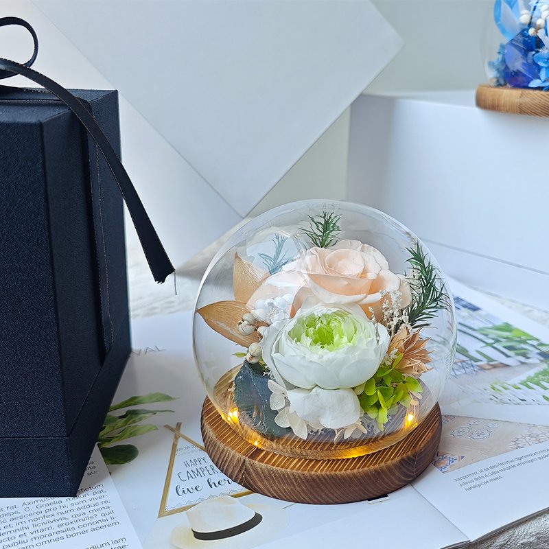 Valentine's Day Gift Factory Wholesale Everlasting Natural Preserved Rose Forever RealTouch Preserved Flower in Globe Glass Dome