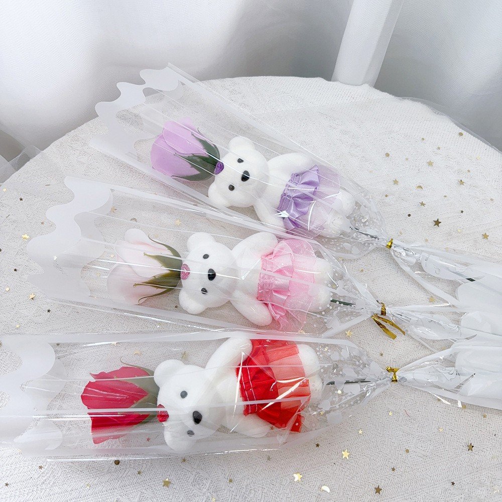 YX Creative Rose Bear Soap Bouquet Single Branch Valentine's Day Teacher's Day Father's Day Back School Christmas Weddings Box