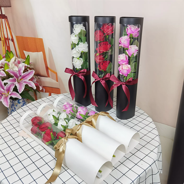 2024 Popular preserved rose silk roses bouquet cylinder box gifts Valentine's Day Gifts