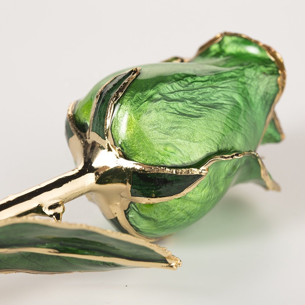 Gold plated rose wholesale green fresh Rose with Stem Present rose gift valentine mother day