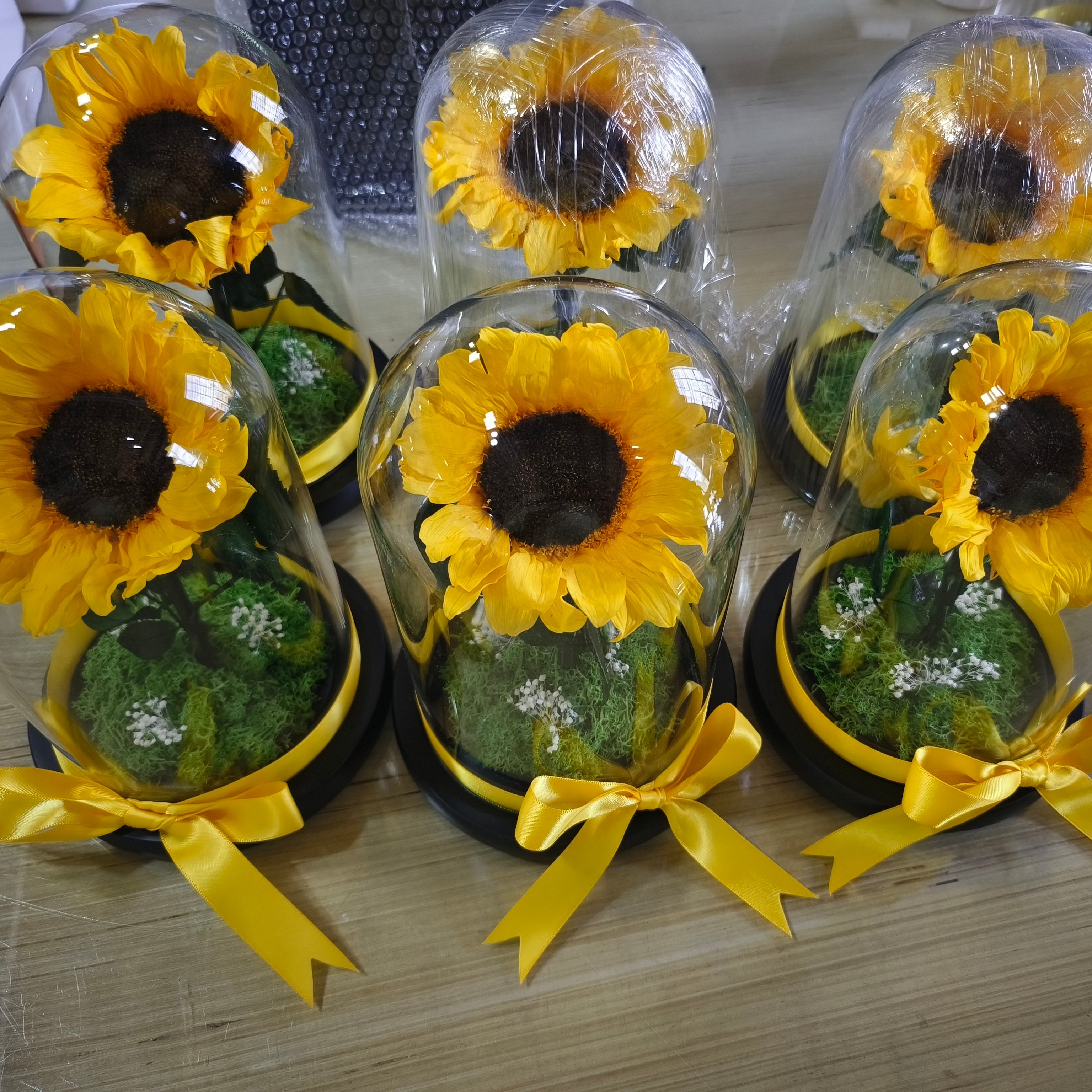 Valentine's Day Mother's Day gift eternal sunflower natural real preserved sunflower in glass dome