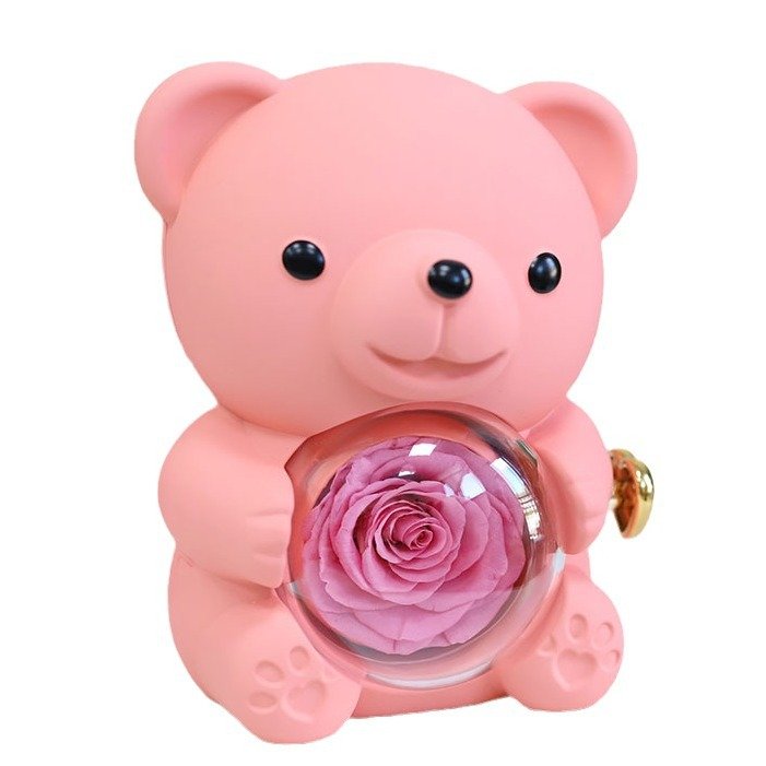 2024 New Arrival Hot selling Preserved roses flower eternal rose in Bug Bear Rotation ring box
