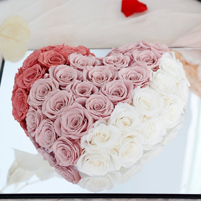 ODM/OEM customizable Valentine Day Gift Box Handmade Super large heart shape Real Fresh Rose Preserved Flower in a Acrylic Box