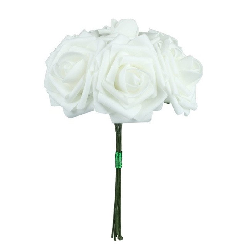 Artificial Foam Rose Flowers with Stem for Cake Decoration Foam Rose Bulk Wholesale 8cm Diameter 10 Bags 50pcs Per Bag 14 Colors
